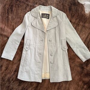 Vintage 1970s Dan Di Modes white leather trench coat